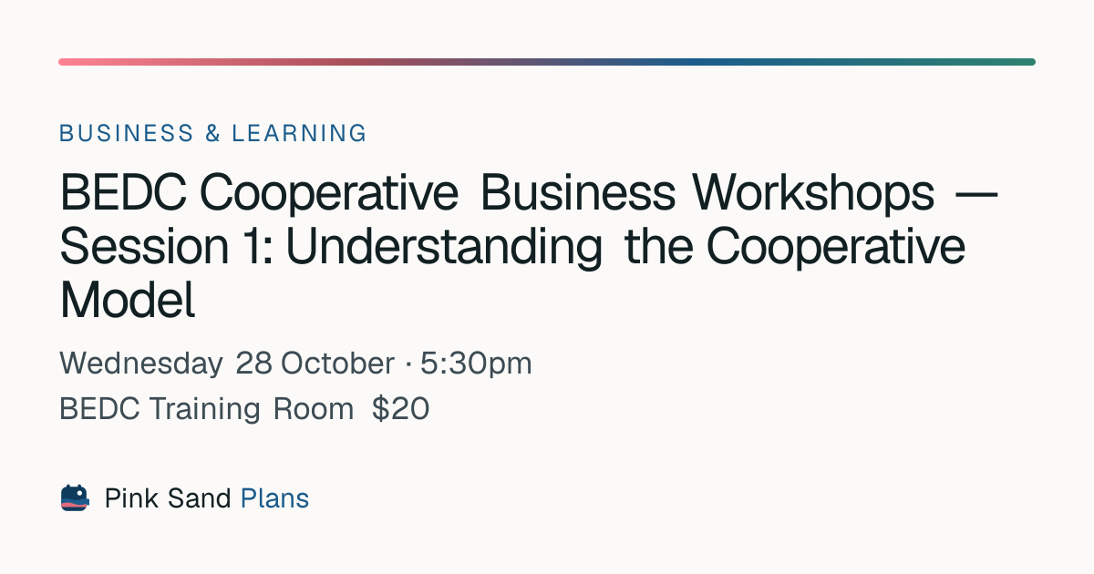 BEDC Cooperative Business Workshops —… — Wed 28 Oct, Bermuda
